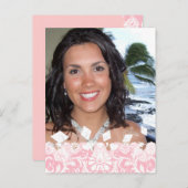 あなたの写真ピンクの卒業式オープンハウス インビテーションポストカード (正面/裏面)