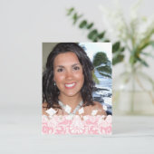 あなたの写真ピンクの卒業式オープンハウス インビテーションポストカード (スタンド正面)