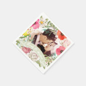 あなたの写真ピンクレッドイエローローズ結婚のリース スタンダードカクテルナプキン (角)