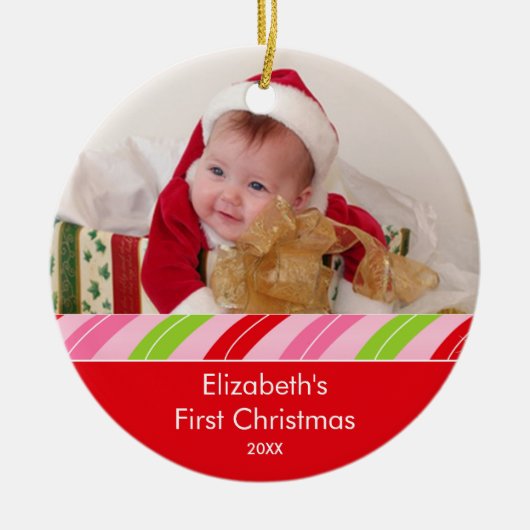 あなたの写真フレームのクリスマスのオーナメント セラミックオーナメント (正面)