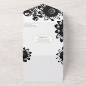 あなたの写真フローラ白黒ひまわり オールインワン招待状 (外側)