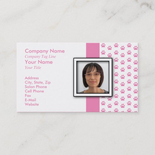 あなたの写真ペットグルーミングの足のプリントを加えて下さい 名刺 (正面)