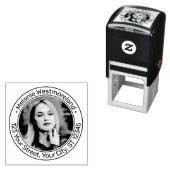 あなたの写真ポートレート#1ラウンド名差出人住所 セルフインキングスタンプ (インサイチュ)