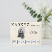 あなたの写真ミシシッピ型切り出しカスタムQSL ポストカード (スタンド正面)
