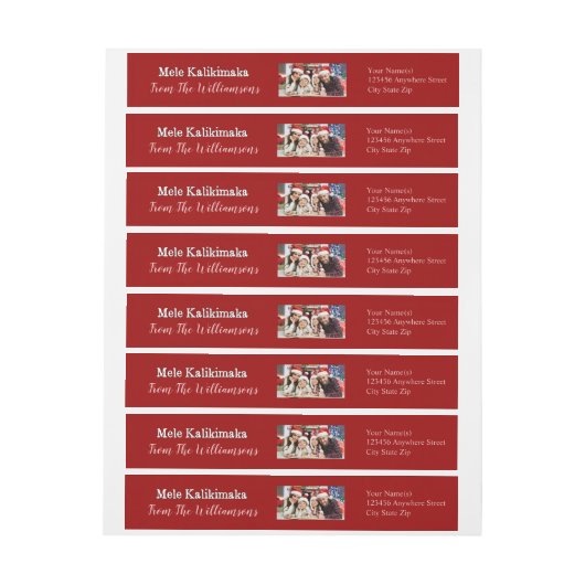 あなたの写真レッドメレカリキマカ差出人住所 ラップアラウンドラベル (シート)
