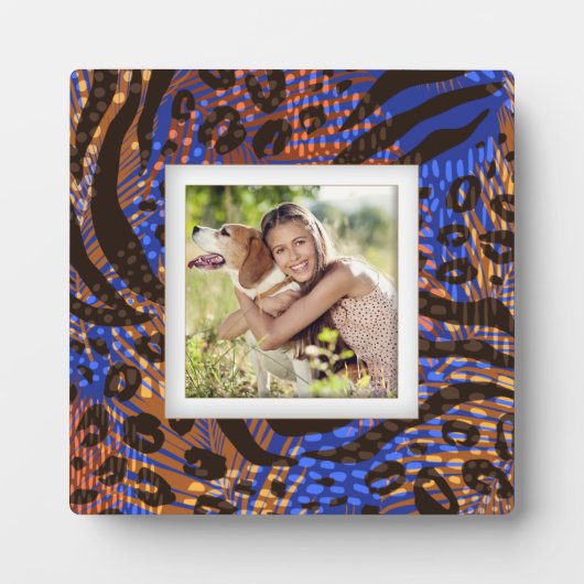 あなたの写真動物のパターンのフレームレスイーゼルバック フォトプラーク (正面)