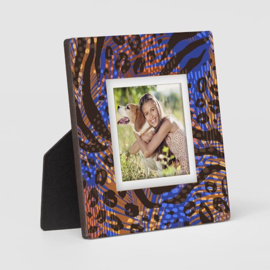 あなたの写真動物のパターンのフレームレスイーゼルバック フォトプラーク (正面)