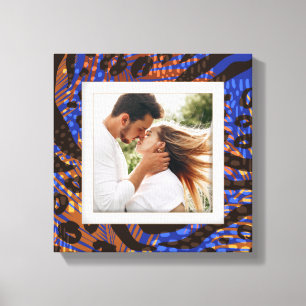 あなたの写真動物パターンヒョウ青褐色タン キャンバスプリント