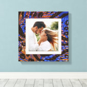 あなたの写真動物パターンヒョウ青褐色タン キャンバスプリント (インサイチュ (ウッドフロア))