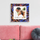 あなたの写真動物パターンヒョウ青褐色タン キャンバスプリント (インサイチュ (リビング))