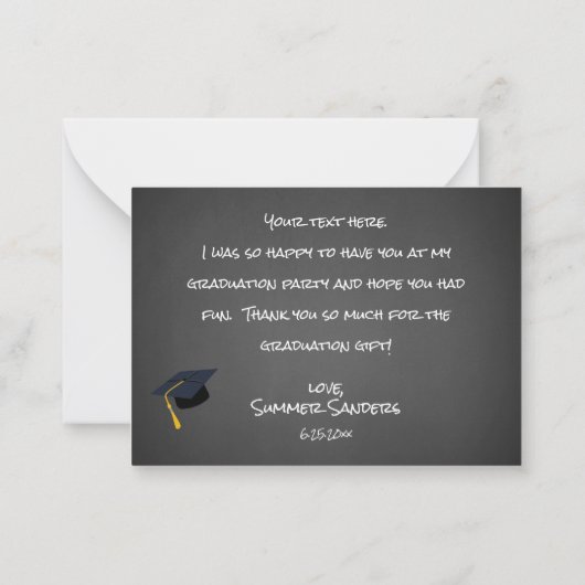 あなたの写真卒業ハットありがとう – Chalkboard ノートカード (裏面)