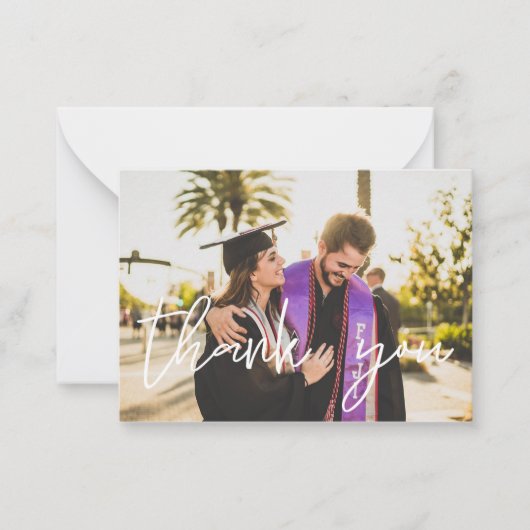 あなたの写真卒業ハットありがとう – Chalkboard ノートカード (正面)