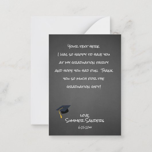 あなたの写真卒業ハットありがとう – Chalkboard V ノートカード (裏面)