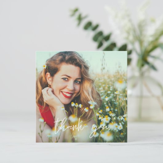 あなたの写真卒業ハットありがとうWhiteV2スクエア サンキューカード (スタンド正面)