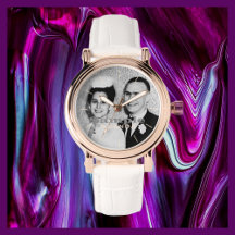 あなたの写真名バラ金ゴールド女性のホワイトバンド手首