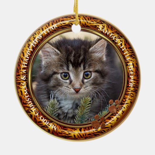 あなたの写真子猫記念クリスマス セラミックオーナメント (裏面)