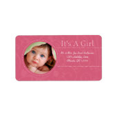 あなたの写真新生児それは女の子の茶色とピンクのドットだ ラベル (正面)