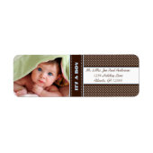 あなたの写真新生児それは男の子の茶色と青の点だ ラベル (正面)