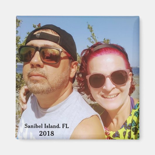 あなたの写真旅行先かわいいカップルを追加 マグネット (正面)