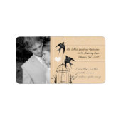 あなたの写真結婚のヴィンテージかご珊瑚礁ダマスク ラベル (正面)