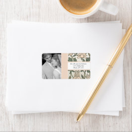 あなたの写真結婚のヴィンテージシルバー牡丹&グリーン ラベル