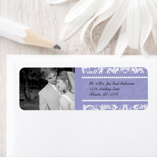 あなたの写真結婚のヴィンテージブラックダマスク ラベル (インサイチュ)