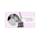 あなたの写真結婚のヴィンテージ薄紫ダマスク ラベル (正面)