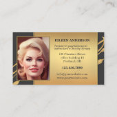 あなたの写真金ゴールドグレーファミリーセラピスト 名刺 (裏面)