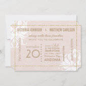 あなたの写真金ゴールドバラダマスクフローラ結婚ズ 招待状 (正面)