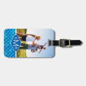 あなたの写真|のネオン青い魚スケールを加えて下さい ラゲッジタグ (正面横)