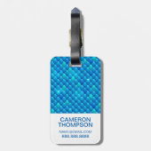 あなたの写真|のネオン青い魚スケールを加えて下さい ラゲッジタグ (裏面縦)