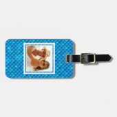 あなたの写真|のネオン青い魚スケールを加えて下さい ラゲッジタグ (正面横)