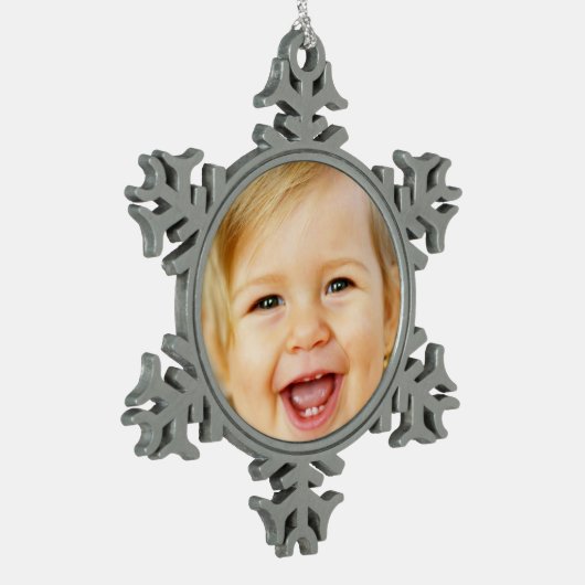 あなたの写真|のピューターの雪片のオーナメントをアップロードして下さい スノーフレークピューターオーナメント (左)