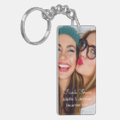 あなたの写真|を個人化なります名前、日付とアップロードして下さい キーホルダー (正面左)