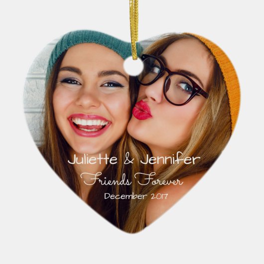 あなたの写真|を個人化なります名前、日付とアップロードして下さい セラミックオーナメント (正面)