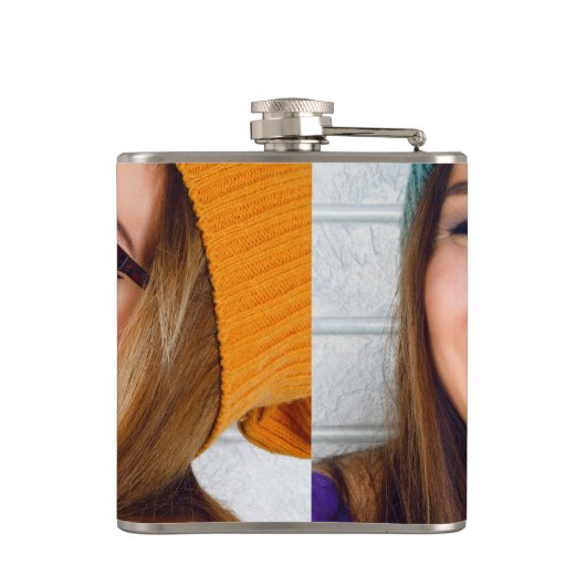 あなたの写真|を個人化なります名前、日付とアップロードして下さい フラスク (裏面)