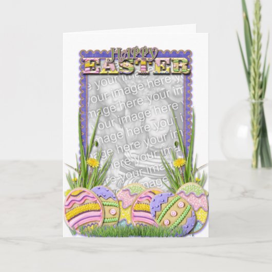 あなたの写真-イースターエッグのクッキー--を加えて下さい シーズンカード (正面)