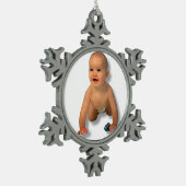 あなたの写真-オーナメント--を加えて下さい スノーフレークピューターオーナメント (左)