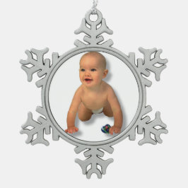 あなたの写真-オーナメント--を加えて下さい スノーフレークピューターオーナメント