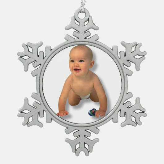 あなたの写真-オーナメント--を加えて下さい スノーフレークピューターオーナメント (正面)