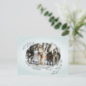 あなたの写真 クリスマスの葉と実 シーズンポストカード (スタンド正面)