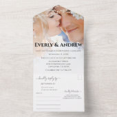 あなたの写真 シンプル モダン ストリング ライト ウェディング オールインワン招待状 (内側)