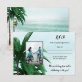 あなたの写真　トロピカルパームツリービーチウェディング　出欠確認 招待状 (正面/裏面)