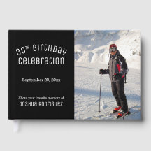 あなたの写真 モダン ブラック ホワイト 30歳の誕生日パーティー