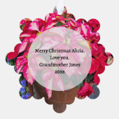 あなたの写真 – 年伝統的間ギフトポインセチア オーナメントカード (裏面)