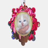 あなたの写真 – 年伝統的間ギフトポインセチア オーナメントカード (左)