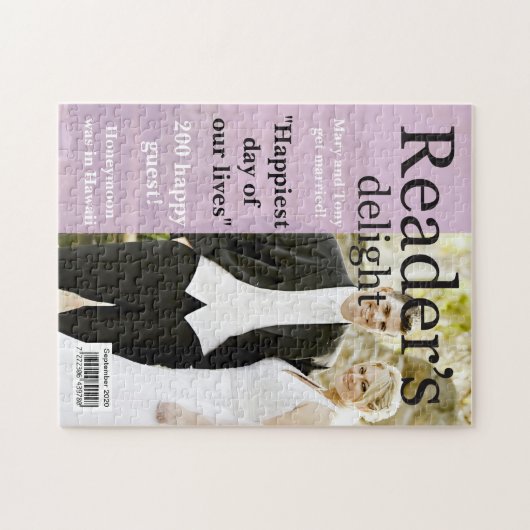 あなたの写真、文字おもしろいの偽の雑誌の表紙、 ジグソーパズル (横)