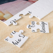 あなたの写真&文字エレガント白フローラ旋回フィリグリー ジグソーパズル (側面)