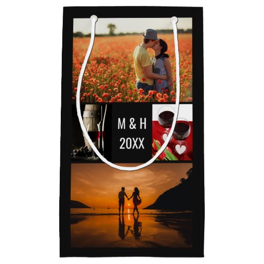 あなたの写真、文字及び色の小さいギフトバッグ スモールペーパーバッグ (正面)