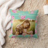 あなたの写真/文字/パステルシャビーピンクのフローラの花 クッション (ブランケット)